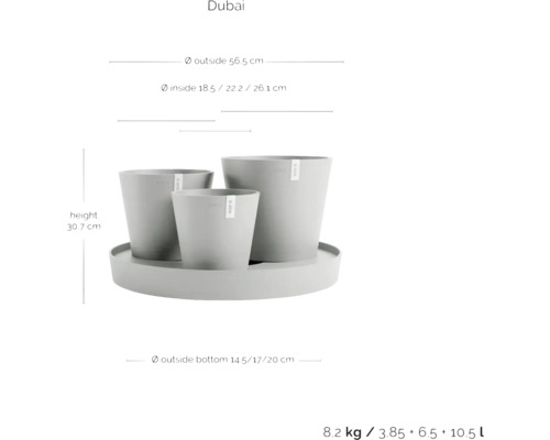Dubai Pflanzgefäße Set mit Maßangaben