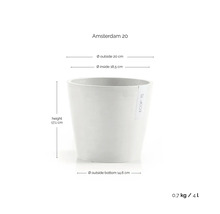 Amsterdam 20 Blumentopf mit den Maßen Höhe 17,1 cm, Außendurchmesser 20 cm, Innendurchmesser 18,5 cm und Außendurchmesser unten 14,6 cm