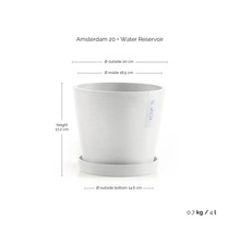 Blumentopf Amsterdam 20 mit Wasserreservoir und den Maßen Höhe 17,2 cm, Außendurchmesser 20 cm, Innendurchmesser 18,5 cm, Außendurchmesser Boden 14,6 cm