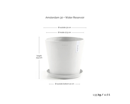 Amsterdam 30 Pflanztopf mit Wasserreservoir, Durchmesser 30 cm