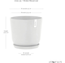 Oslo 35 Pflanzgefäß mit Wasserreservoir und Maßangaben