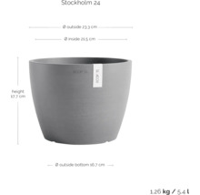 Stockholm 24 Pflanztopf mit den Maßen Höhe 17,7 cm, Außendurchmesser 23,3 cm und Innendurchmesser 21,5 cm
