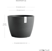 Stockholm 24 Blumentopf mit den Maßen Höhe 17,7 cm, Außendurchmesser 23,3 cm und Innendurchmesser 21,5 cm
