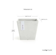Ecopots Rotterdam 20 Pflanztopf, quadratisch, Maße 20,3 x 20,3 x 17,8 cm