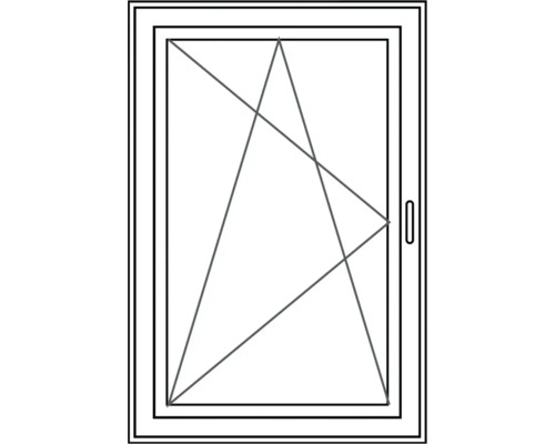 Illustration eines Fensters mit Griff und Sprossen