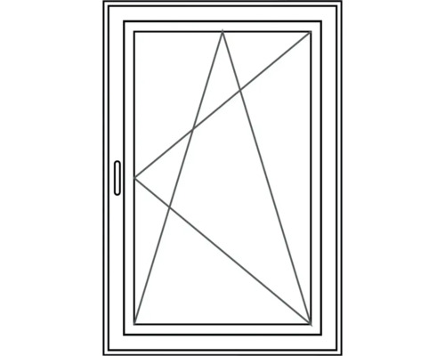 Fenster mit Fenstergriff und Fensterstreben