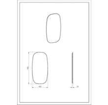 Technische Zeichnung eines Spiegels mit den Maßen 900 x 450 x 24 mm.