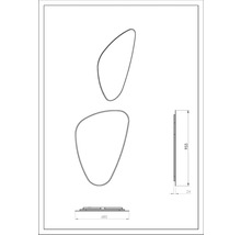 Technische Zeichnung eines Spiegels mit den Maßen 955 x 685 mm