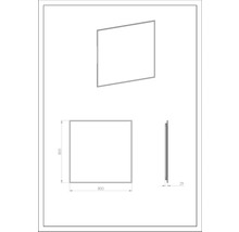 Technische Zeichnung eines Spiegels, quadratisch, 800 x 800 mm
