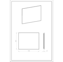 Technische Zeichnung eines Spiegels mit den Maßen 1000 x 800 x 29 mm