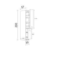 Apothekerschrank Flex Well Lund lichtgrau/rauchgrau 30x200x57 cm