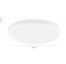 Weiße LED Deckenleuchte mit den Maßen 300 mm mal 31 mm.