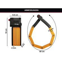 Abmessungen eines Fahrradschlosses mit Zahlencode von Master Lock