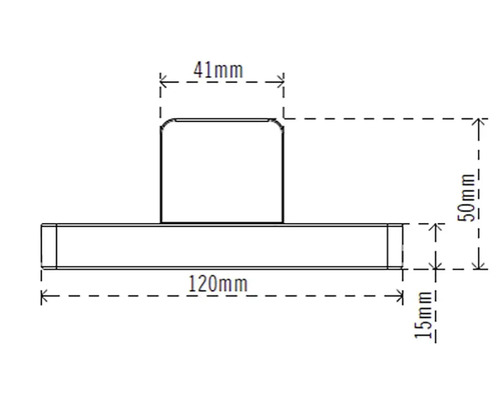 Technische Zeichnung eines Artikels mit Größenangaben in Millimetern