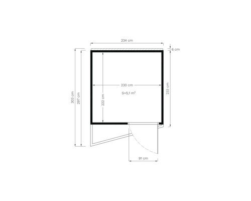 Illustration mit Maßangaben für ein Gerätehaus