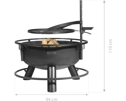 Feuerstelle mit Grillrost, Höhe 110 cm, Durchmesser 94 cm