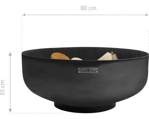 Feuerschale mit einem Durchmesser von 80 cm und einer Höhe von 35 cm