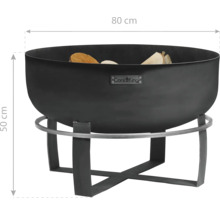 Feuerschale mit Holz und den Maßen 80 mal 50 Zentimeter