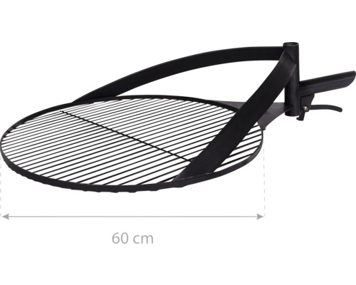 Schwenkgrill mit einem Durchmesser von 60 cm für den Außeneinsatz.