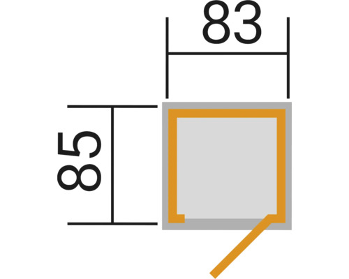 Technische Zeichnung mit Maßangaben 83 und 85