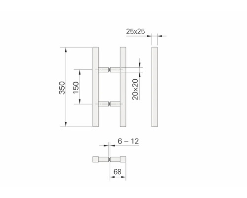 Technische Zeichnung eines Handtuchhalters mit Maßangaben