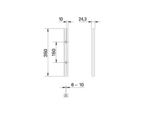 Technische Zeichnung eines Bauelements mit Maßangaben