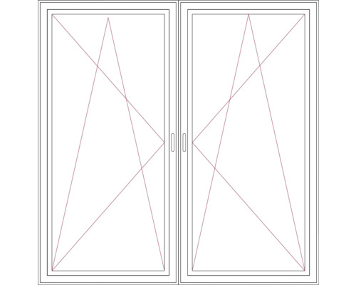 Zeichnung eines zweiflügeligen Fensters