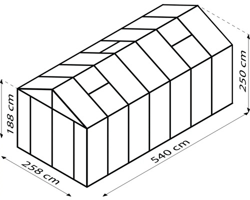 Schema des Gewächshauses mit Maßangaben