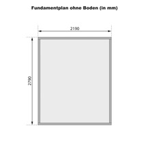 Fundamentplan mit Maßangaben 2190 Millimeter Breite und 2790 Millimeter Länge