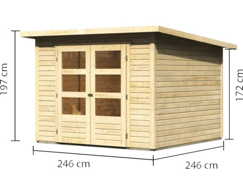 Holzgartenhaus mit Doppeltür und Abmessungen