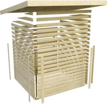 Holzkonstruktion eines Gerätehauses im Bau
